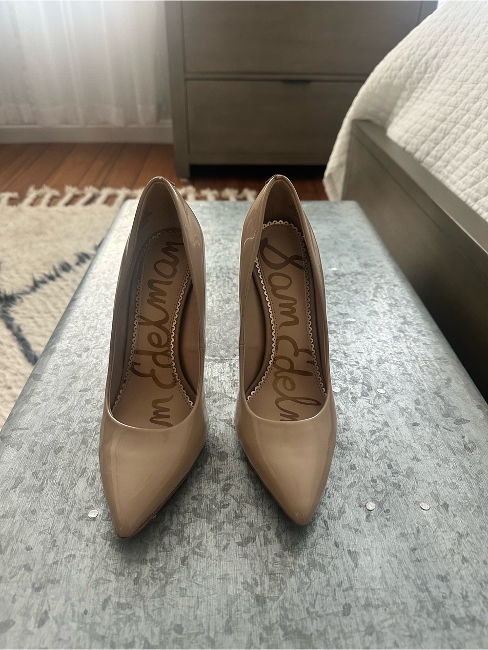 Sam Edelman Nude Patent Pointed Toe Pumps
